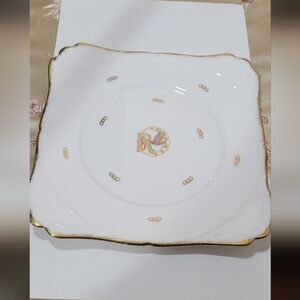 Royal Stafford Gold and White Square Dinner Plate~REBEKAH